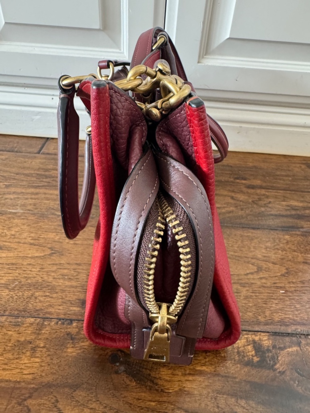 Coach Red Pebbled Leather Shoulder Bag - Picture 2 of 9